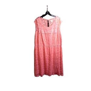 Pinky Dress Womens 3X Pink Flower Lace Lined Flared Boho Nylon Rayon Plus Ladies